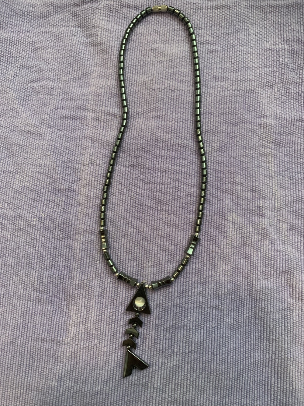 Handmade Hematite Arrow Pendant Necklace unisex